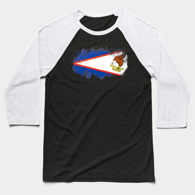 American Samoa watercolor flag Baseball T-Shirt by Mig's Design Shop